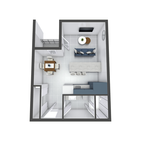 Floor plan for studio, 1 bath, 349 sqft